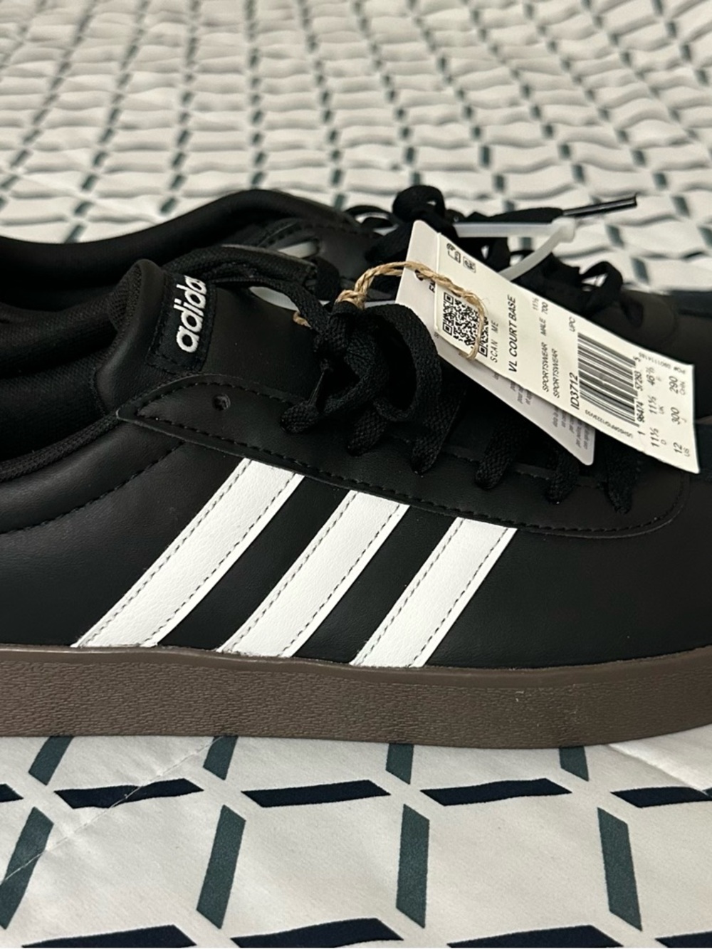 adidas Men’s Black Sneakers with White Three-Stripes